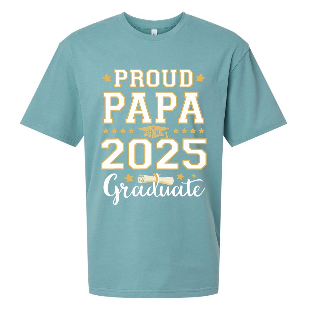 Senior Graduation Proud Papa 2025 Graduate Class Matching  Sueded Cloud Jersey T-Shirt
