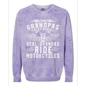 Some Grandpas Play Bingo Real Grandpas Ride Motorcycle Biker Cool Gift Colorblast Crewneck Sweatshirt