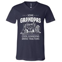 Some Grandpas Play Bingo Cool Grandpas Drive Tractors Farmer V-Neck T-Shirt