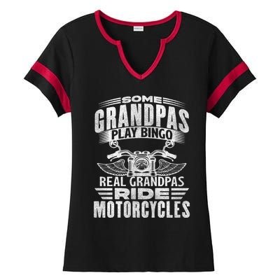 Some Grandpas Play Bingo Real Grandpas Ride Motorcycle Biker Great Gift Ladies Halftime Notch Neck Tee