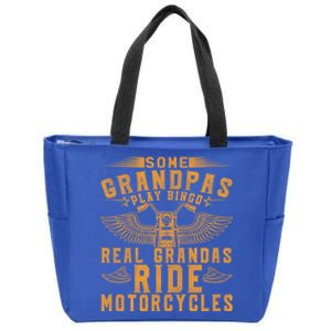 Some Grandpas Play Bingo Real Grandpas Ride Motorcycle Biker Great Gift Zip Tote Bag