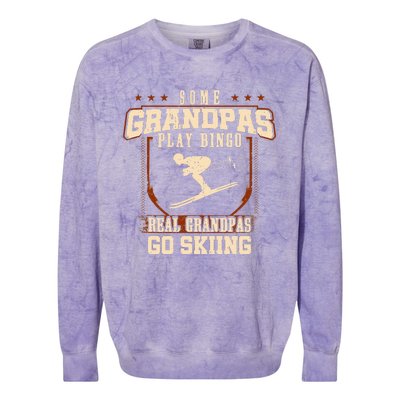 Some Grandpas Play Bingo Real Grandpas Go Skiing Colorblast Crewneck Sweatshirt