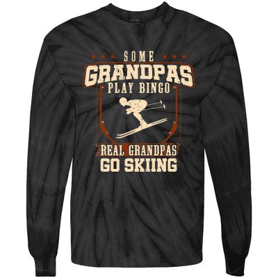 Some Grandpas Play Bingo Real Grandpas Go Skiing Tie-Dye Long Sleeve Shirt