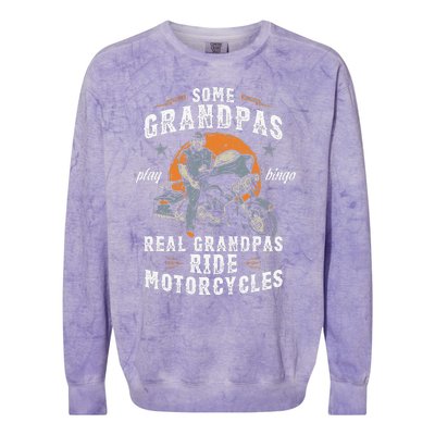 Some Grandpas Play Bingo Real Grandpas Ride Motorcycles Colorblast Crewneck Sweatshirt