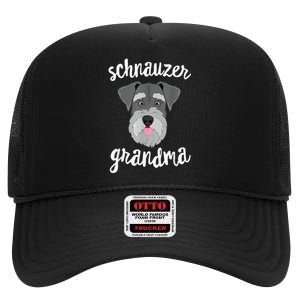 Schnauzer Grandma Pawma Dog Grandparents Grand Maw High Crown Mesh Back Trucker Hat