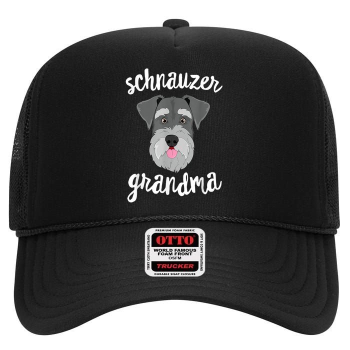 Schnauzer Grandma Pawma Dog Grandparents Grand Maw High Crown Mesh Back Trucker Hat