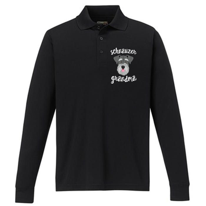 Schnauzer Grandma Pawma Dog Grandparents Grand Maw Performance Long Sleeve Polo