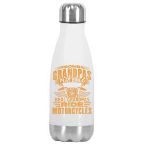 Some Grandpas Play Bingo Real Grandpas Ride Motorcycle Biker Great Gift Stainless Steel Insulated Water Bottle