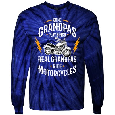 Some Grandpas Play Bingo Motorcycles Tie-Dye Long Sleeve Shirt