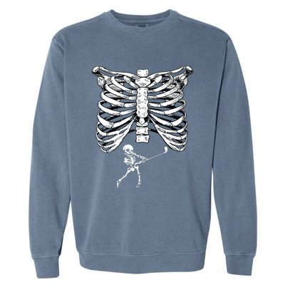 Skeleton Golf Pregnancy Halloween Golfing Golfer Garment-Dyed Sweatshirt