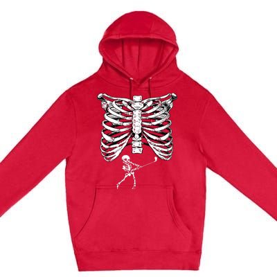 Skeleton Golf Pregnancy Halloween Golfing Golfer Premium Pullover Hoodie