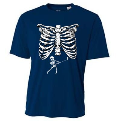 Skeleton Golf Pregnancy Halloween Golfing Golfer Cooling Performance Crew T-Shirt