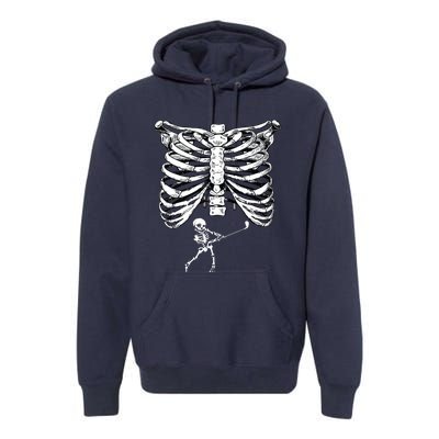 Skeleton Golf Pregnancy Halloween Golfing Golfer Premium Hoodie