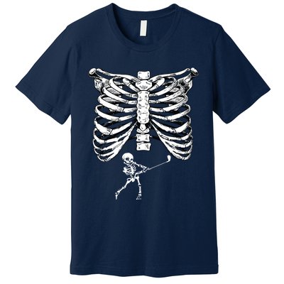 Skeleton Golf Pregnancy Halloween Golfing Golfer Premium T-Shirt