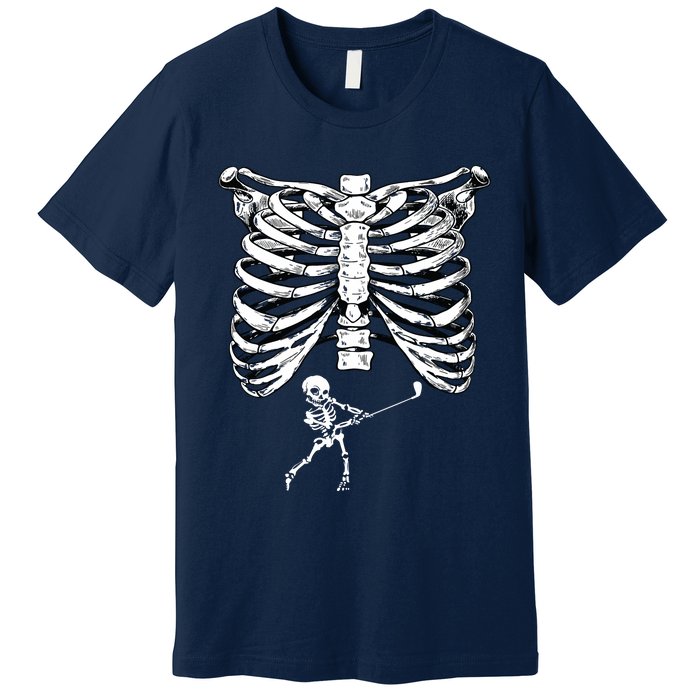 Skeleton Golf Pregnancy Halloween Golfing Golfer Premium T-Shirt