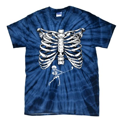 Skeleton Golf Pregnancy Halloween Golfing Golfer Tie-Dye T-Shirt