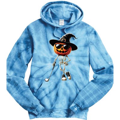 Skeleton Golf Pumpkin Golfing Golfer Halloween Costume Idea Tie Dye Hoodie