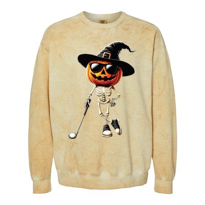 Skeleton Golf Pumpkin Golfing Golfer Halloween Costume Idea Colorblast Crewneck Sweatshirt