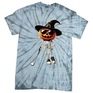 Skeleton Golf Pumpkin Golfing Golfer Halloween Costume Idea Tie-Dye T-Shirt