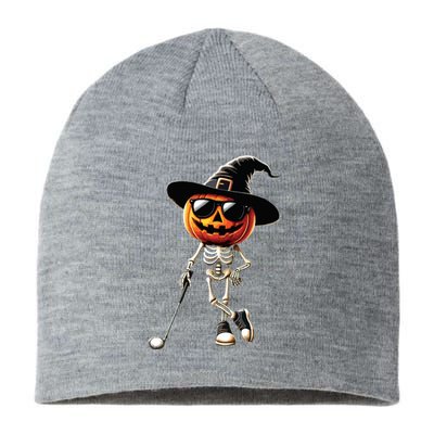 Skeleton Golf Pumpkin Golfing Golfer Halloween Costume Idea Sustainable Beanie