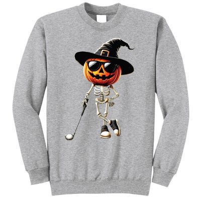 Skeleton Golf Pumpkin Golfing Golfer Halloween Costume Idea Tall Sweatshirt