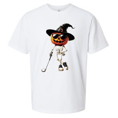 Skeleton Golf Pumpkin Golfing Golfer Halloween Costume Idea Sueded Cloud Jersey T-Shirt