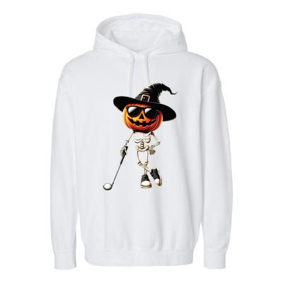 Skeleton Golf Pumpkin Golfing Golfer Halloween Costume Idea Garment-Dyed Fleece Hoodie