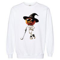 Skeleton Golf Pumpkin Golfing Golfer Halloween Costume Idea Garment-Dyed Sweatshirt