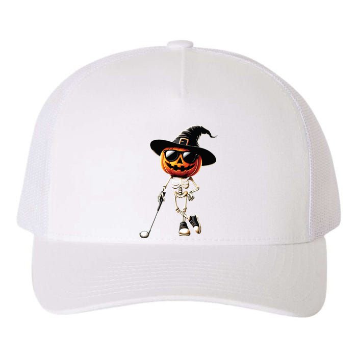 Skeleton Golf Pumpkin Golfing Golfer Halloween Costume Idea Yupoong Adult 5-Panel Trucker Hat