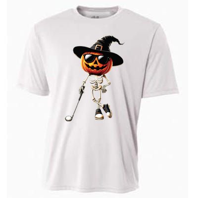 Skeleton Golf Pumpkin Golfing Golfer Halloween Costume Idea Cooling Performance Crew T-Shirt