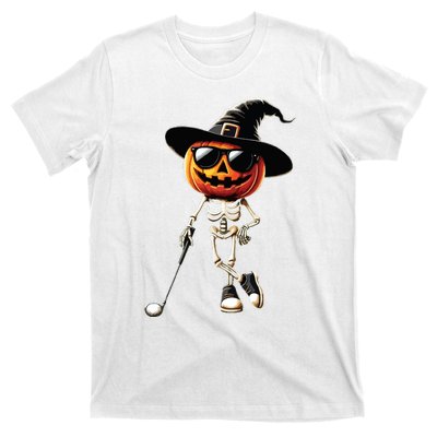 Skeleton Golf Pumpkin Golfing Golfer Halloween Costume Idea T-Shirt