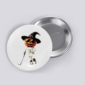 Skeleton Golf Pumpkin Golfing Golfer Halloween Costume Idea Button