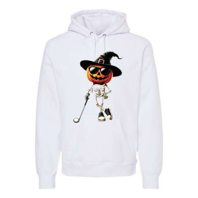 Skeleton Golf Pumpkin Golfing Golfer Halloween Costume Idea Premium Hoodie