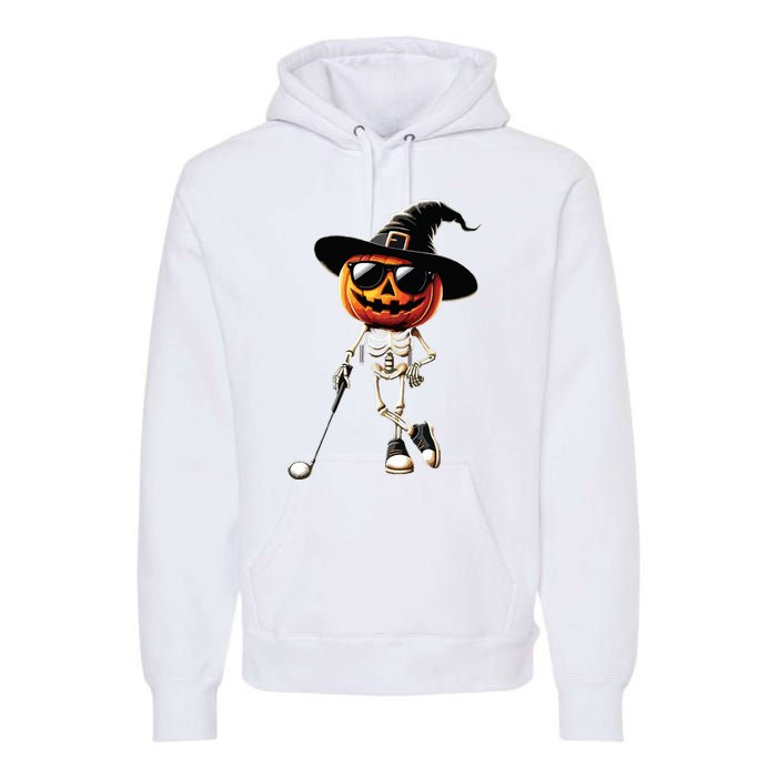 Skeleton Golf Pumpkin Golfing Golfer Halloween Costume Idea Premium Hoodie