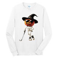 Skeleton Golf Pumpkin Golfing Golfer Halloween Costume Idea Tall Long Sleeve T-Shirt