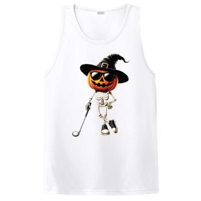 Skeleton Golf Pumpkin Golfing Golfer Halloween Costume Idea PosiCharge Competitor Tank