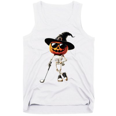 Skeleton Golf Pumpkin Golfing Golfer Halloween Costume Idea Tank Top