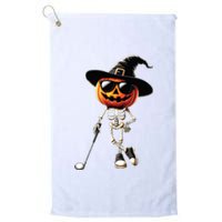 Skeleton Golf Pumpkin Golfing Golfer Halloween Costume Idea Platinum Collection Golf Towel