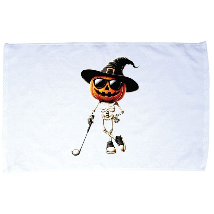 Skeleton Golf Pumpkin Golfing Golfer Halloween Costume Idea Microfiber Hand Towel