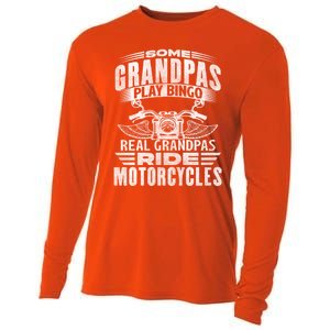 Some Grandpas Play Bingo Real Grandpas Ride Motorcycle Biker Gift Cooling Performance Long Sleeve Crew