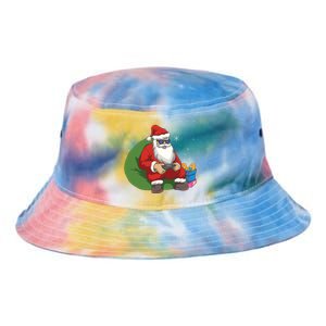 Santa Gamer Playing Video Games December Christmas Funny Gift Tie Dye Newport Bucket Hat