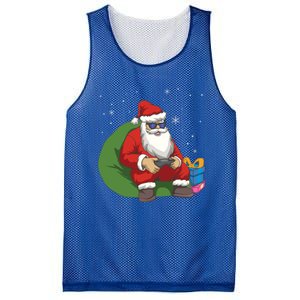 Santa Gamer Playing Video Games December Christmas Funny Gift Mesh Reversible Basketball Jersey Tank