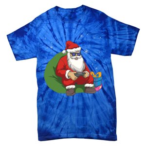 Santa Gamer Playing Video Games December Christmas Funny Gift Tie-Dye T-Shirt