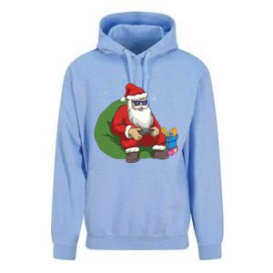 Santa Gamer Playing Video Games December Christmas Funny Gift Unisex Surf Hoodie