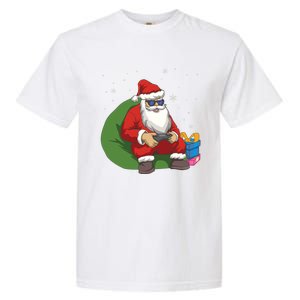 Santa Gamer Playing Video Games December Christmas Funny Gift Garment-Dyed Heavyweight T-Shirt