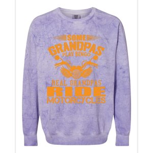 Some Grandpas Play Bingo Real Grandpas Ride Motorcycle Gift Colorblast Crewneck Sweatshirt