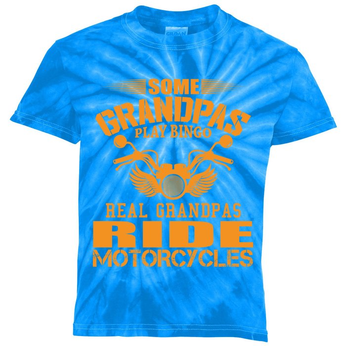 Some Grandpas Play Bingo Real Grandpas Ride Motorcycle Gift Kids Tie-Dye T-Shirt