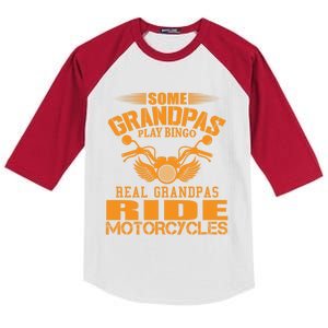 Some Grandpas Play Bingo Real Grandpas Ride Motorcycle Gift Kids Colorblock Raglan Jersey