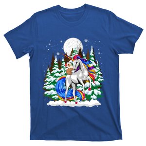 Santa Guinea Pig Riding Reindeer Unicorn Christmas Lights Gift T-Shirt