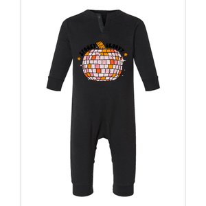 Spooky Groovy Pumpkin Halloween Day Retro Halloween Infant Fleece One Piece